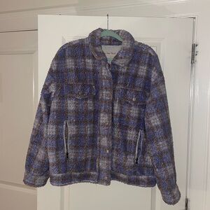 Free People Plaid Sherpa Jacket